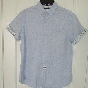 Denim & Flower Mens S/S Blue Cotton Casual Shirt NWT - Size M Euro 40